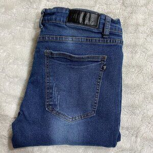 Cain & Abel Women's Blue Distressed 5-Pocket Skinny Leg Ankle Zip Jeans Size 31